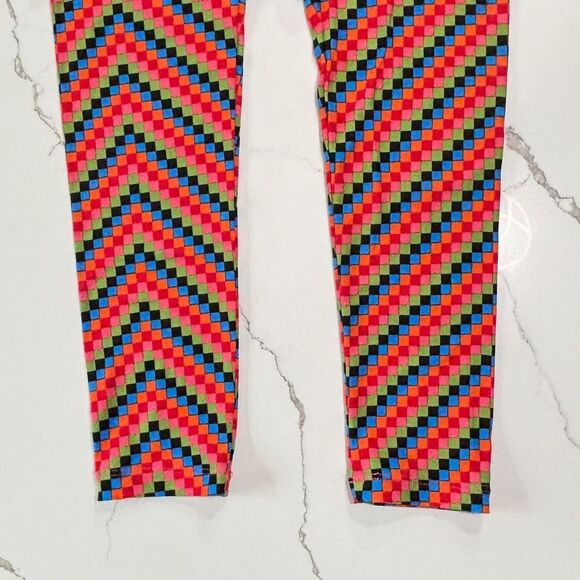 LuLaRoe | Orange Multi Checkered Women’s Stretchy Leggings - Picture 5 of 14